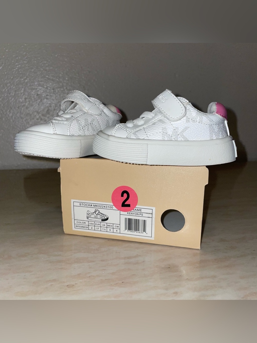 Michael Kors White & Pink Kids Platform Sneakers